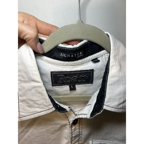 ROAR Signature Mens White Button Front Long Sleeve Casual Shirt Size Large - Picture 2 of 9